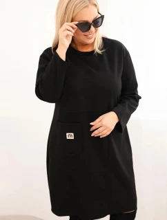 Dámské šaty Plus Size model 21439134 s kapsou a rukávem 3/4 černá - K-Fashion