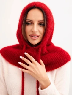 Dámská čepice s kapucí, šněrováním a copánkovým vzorem červená