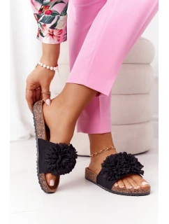 Klapki Na Korkowej Podeszwie Czarne Flowerbomb