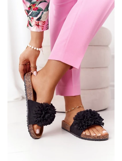 Klapki Na Korkowej Podeszwie Czarne Flowerbomb Klapki Na Korkowej Podeszwie Czarne Flowerbomb