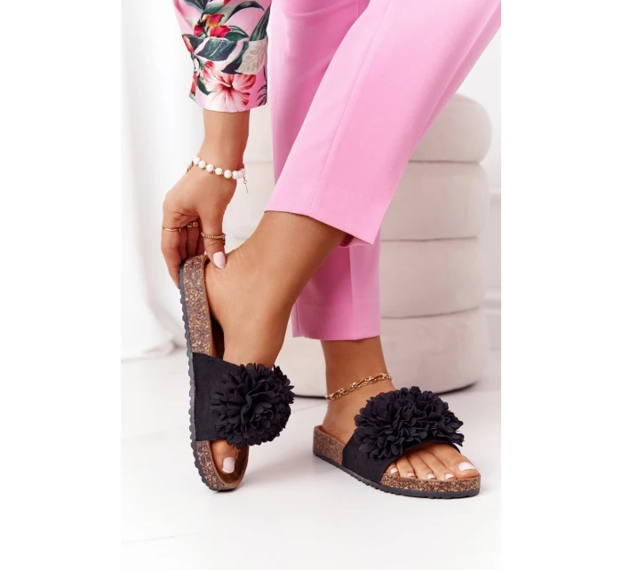 Klapki Na Korkowej Podeszwie Czarne Flowerbomb Klapki Na Korkowej Podeszwie Czarne Flowerbomb