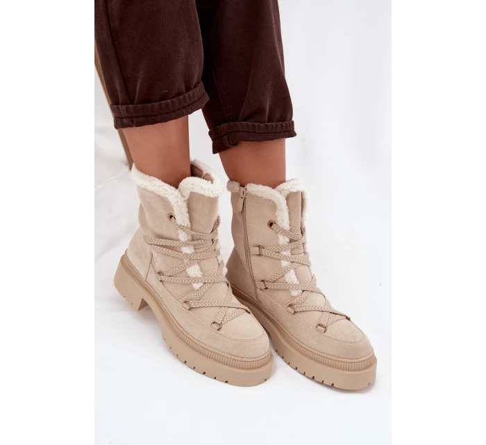 Dámské sněhule s kožíškem Béžové model 21715014 - Boto Dámské sněhule s kožíškem Béžové model 21715014 - Boto