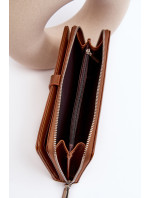 Dámska peňaženka s patentovaným magnetom, hnedá, biela
