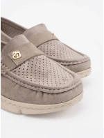 Praktické dámske mokasíny Ciemnobeżowy bez podpätku