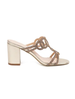 Originálne dámske zlaté ponožky na širokom podpätku