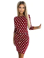 Dámské sportovní šaty ve vínové bordó barvě se kapsičkami a vzorem model 18536963 - numoco