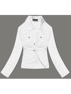 Biela dámska džínsová bunda s gombíkmi (W023)