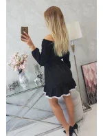 Šaty s otevřenými rameny a krajkou černé Šaty s otevřenými rameny a krajkou černé