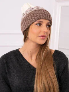 Dámska čiapka Samara K346 cappuccino+ecru