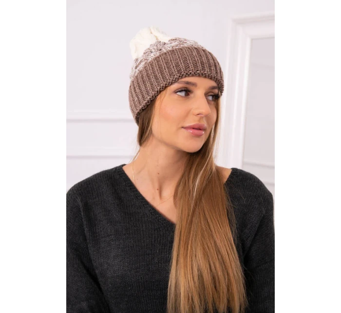 Dámska čiapka Samara K346 cappuccino+ecru