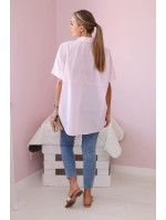 Bavlnené tričko s krátkym rukávom púdrovo ružové