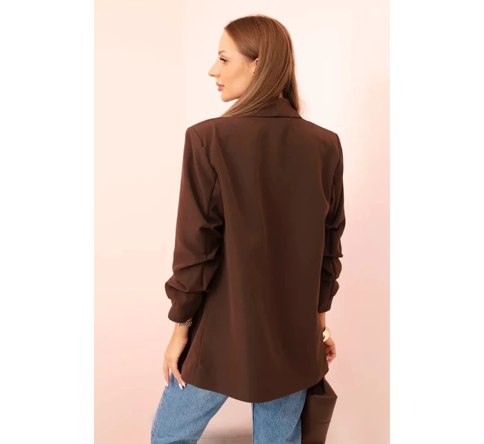 Elegantní sako s klopami hnědé