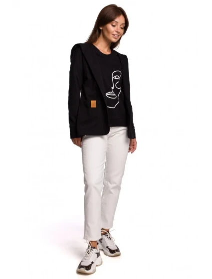 Blejzr s kapucí z úpletu černý model 15105755 - BeWear Blejzr s kapucí z úpletu černý model 15105755 - BeWear