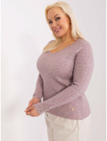 Svetloružový melanžový sveter vo väčšej veľkosti