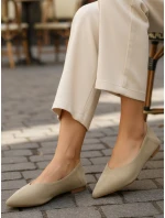 Dámske semišové baleríny so špicatou špičkou svetlo olivové FashionStreet ZY1425