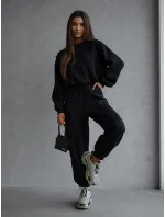 Černý dámský bavlněný teplákový komplet s krátkou mikinou model 20905679 - Moon