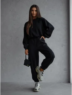 Černý dámský bavlněný teplákový komplet s krátkou mikinou model 20905679 - Moon