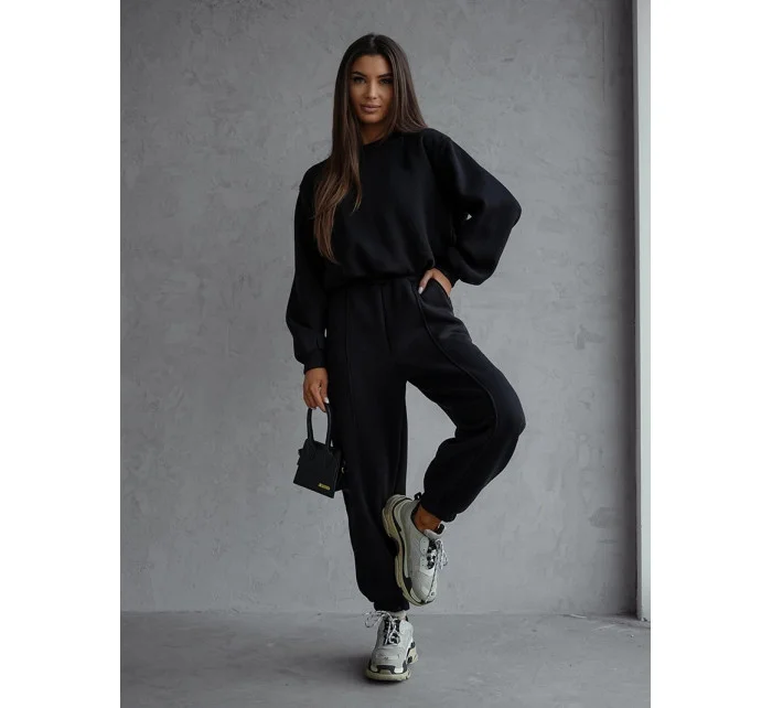 Černý dámský bavlněný teplákový komplet s krátkou mikinou model 20905679 - Moon