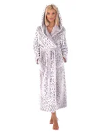 Dámsky župan 3956 irbis s kapucňou so vzorom - Vestis Dámsky župan 3956 irbis s kapucňou so vzorom - Vestis