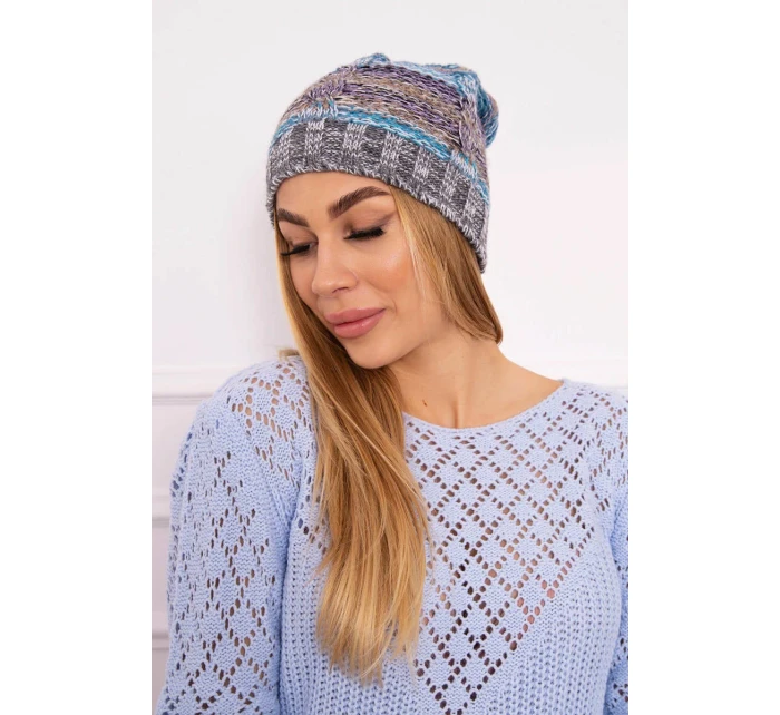 Fleecová čiapka Klaudia K255 marine+grey