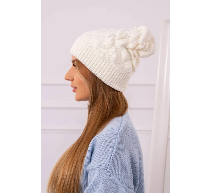 Dámská čepice ecru model 18751879 - K-Fashion Dámská čepice ecru model 18751879 - K-Fashion