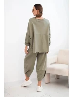 Bavlnená mikina + nohavice svetlej khaki farby Bavlnená mikina + nohavice svetlej khaki farby