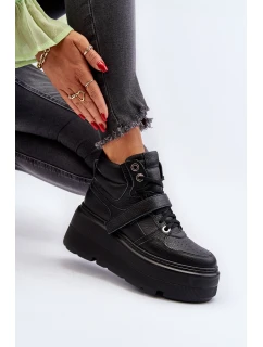 model 21652314 Dámské Kožené Sportovní Boty na Platformě Černé - Zazoo