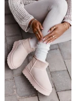 Śniegowce Damskie Na Platformie Ocieplane Futerkiem Jasnobeżowe Xamella