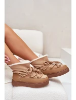 Śniegowce Damskie Na Platformie Ocieplane Futerkiem Camel Aziara Śniegowce Damskie Na Platformie Ocieplane Futerkiem Camel Aziara