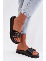 Ženské pantofle s zlatým sponou Černé model 21960827 - Boto