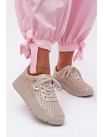 Kožené síťované dámské polobotky Vinceza 79629 zlaté