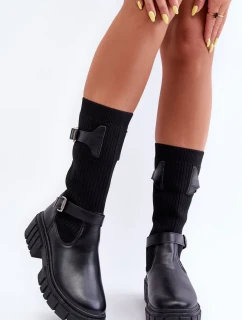 Dámské kotníkové boty s punčochou černé Abroze