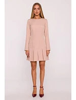 Šaty s obrátenými záhybmi M872 béžová - MOE