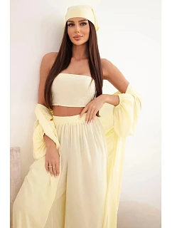 Dámsky viskózový 4-dielny set v žltej farbe v boho štýle