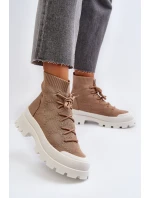 Damskie Skarpetkowe Wsuwane Botki Brązowe Solime Damskie Skarpetkowe Wsuwane Botki Brązowe Solime