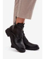 Ocieplane Botki Damskie Na Zamek Z Ozdobnym Detalem Czarne Roselle Ocieplane Botki Damskie Na Zamek Z Ozdobnym Detalem Czarne Roselle