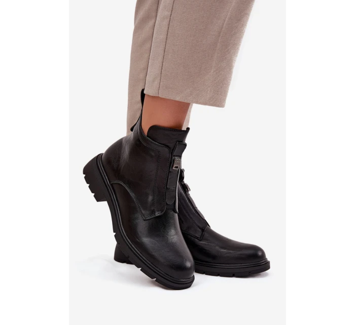 Ocieplane Botki Damskie Na Zamek Z Ozdobnym Detalem Czarne Roselle Ocieplane Botki Damskie Na Zamek Z Ozdobnym Detalem Czarne Roselle