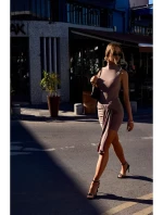 M841 Mini šaty so zaväzovaním vpredu - béžové