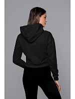 Krátká černá tepláková mikina s kapucí model 18378818 - J.STYLE Krátká černá tepláková mikina s kapucí model 18378818 - J.STYLE