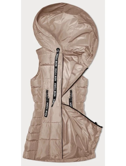 Svetlo béžová dámska vesta s kapucňou S'West (B8226-51)