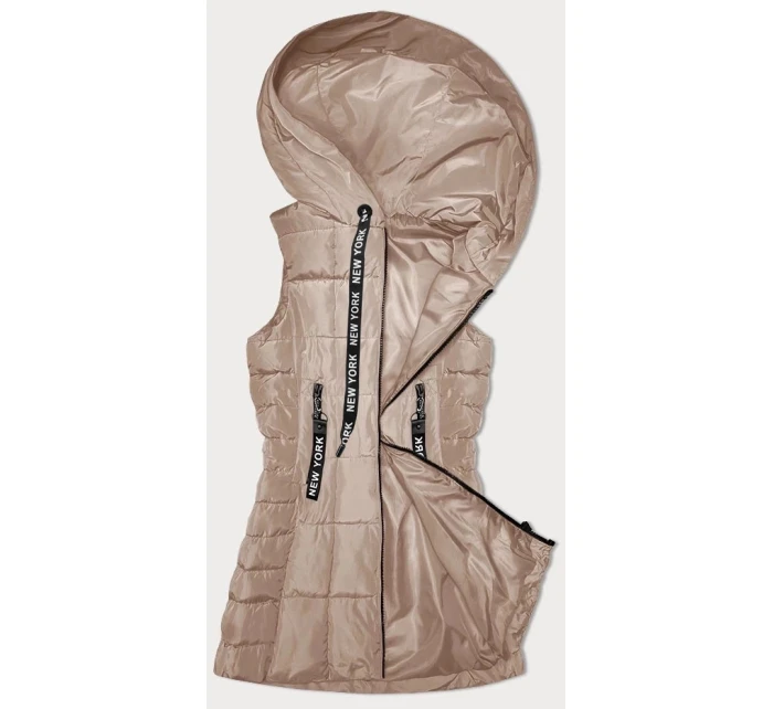 Svetlo béžová dámska vesta s kapucňou S'West (B8226-51)