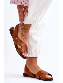 kožené sandály na suchý zip model 21624609 - Zazoo