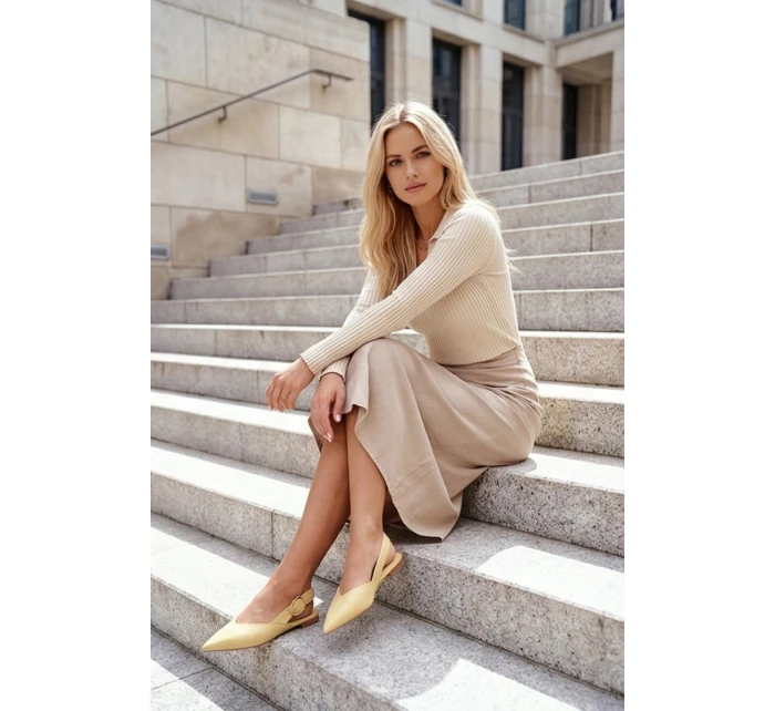 Lakované baleríny s přezkou Žluté Rinalle