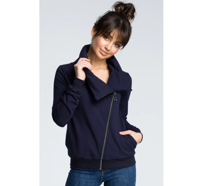 B071 Mikina s kapucňou na zips - tmavomodrá