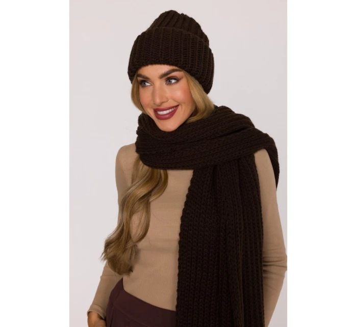 M896 Rebrovaná šatka - hnedá