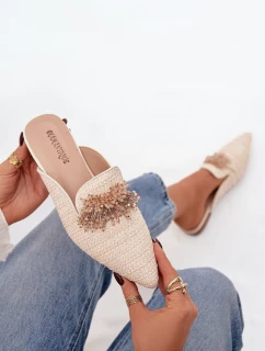 Dámske papuče s ozdobou - béžové Katrine