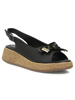 Dámske čierne kožené sandále na platforme Filippo DS7582