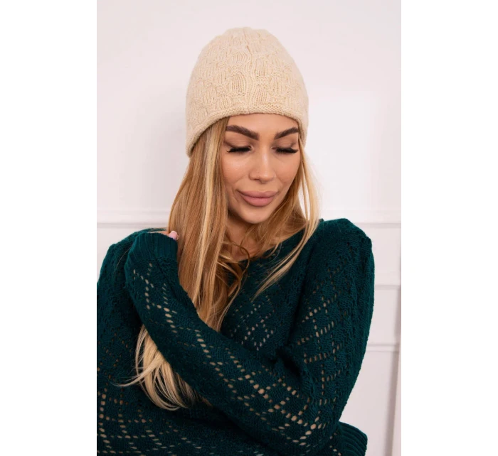 Čepice světle béžová model 18750043 - K-Fashion Čepice světle béžová model 18750043 - K-Fashion