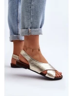 Zazoo 40407 Sandały Skórzane Damskie Złote