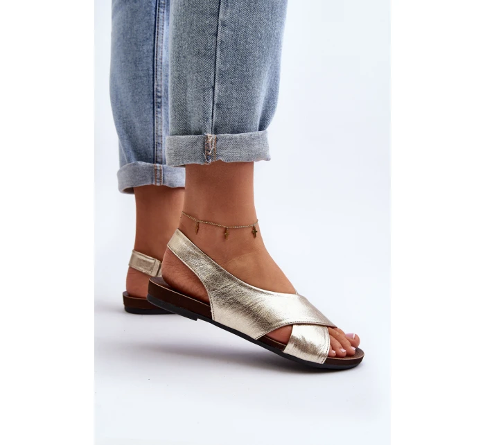 Zazoo 40407 Sandały Skórzane Damskie Złote